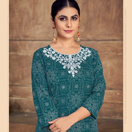 Laxmipati K196-4 Spun Cotton Base Teal Blue Kurti