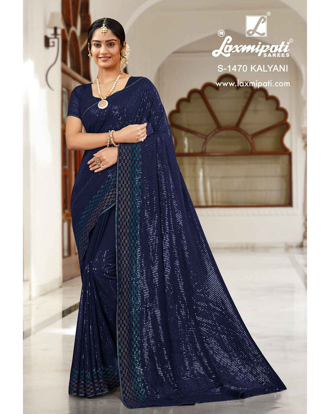 Laxmipati Ready to Wear Cocktail-2 S-1470 Georgette Navy Blue