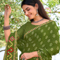 geometric embroidery designer saree