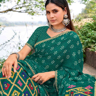  traditional geometric work saree