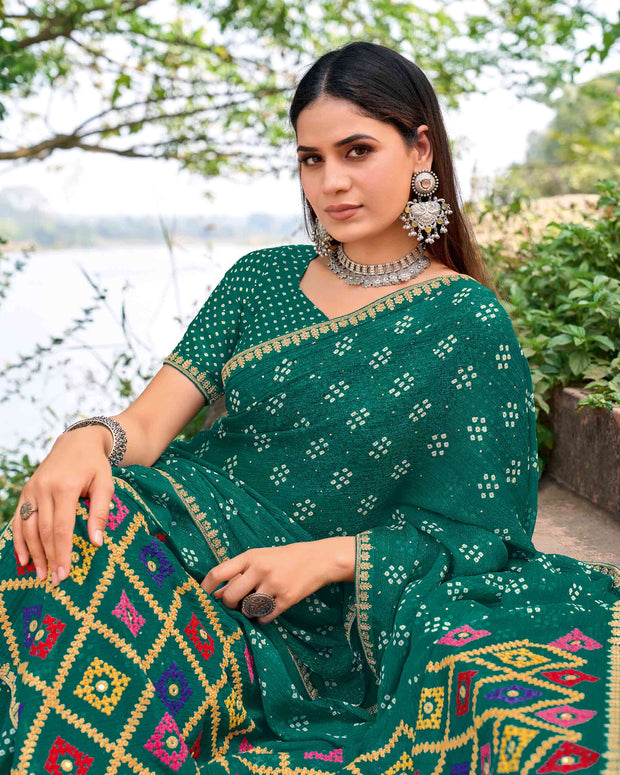  traditional geometric work saree