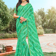 Green Chiffon Saree with Fancy Lace Border - Varsha