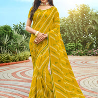 Yellow Chiffon Saree with Fancy Lace Border - Varsha