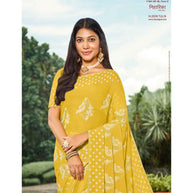Laxmipati Niharika N-2009 Chiffon Yellow Saree