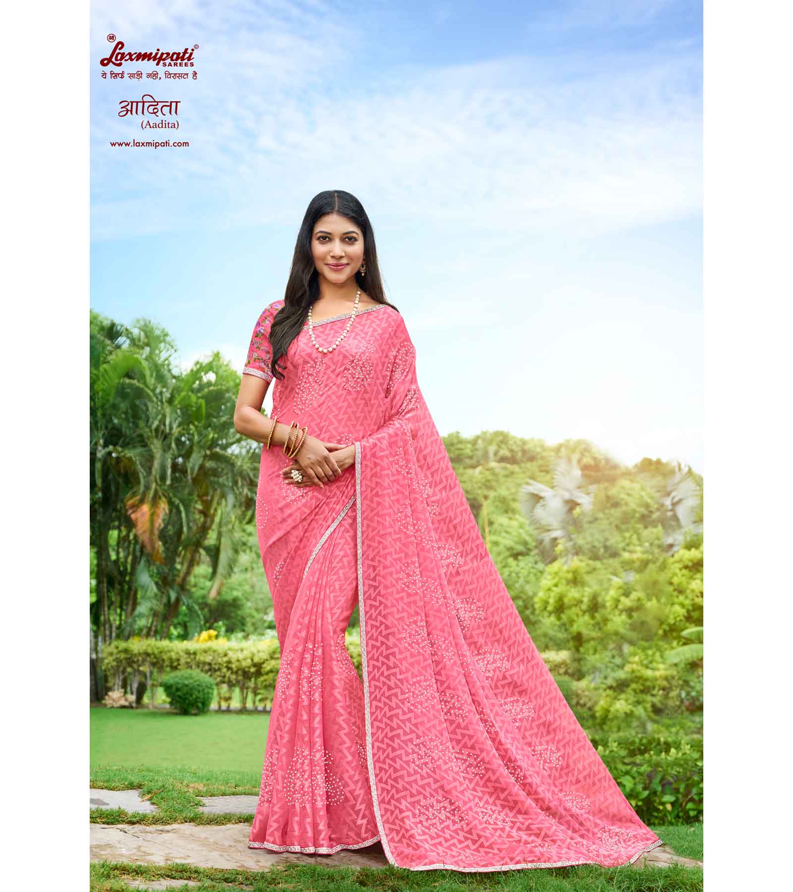 Laxmipati Adita N-2017 Chiffon Brasso Pink Saree