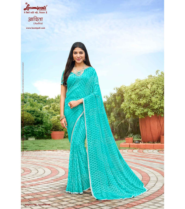 Laxmipati Adita N-2018 Chiffon Brasso Blue Saree