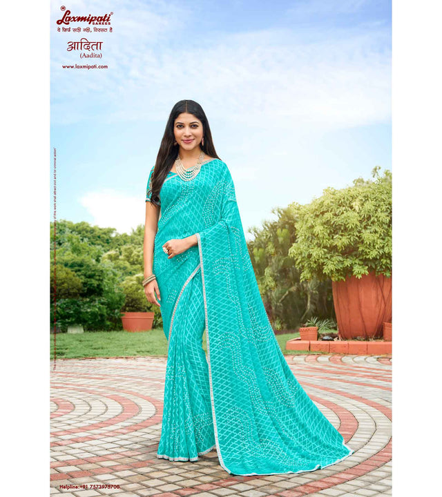 Laxmipati Adita N-2018 Chiffon Brasso Blue Saree