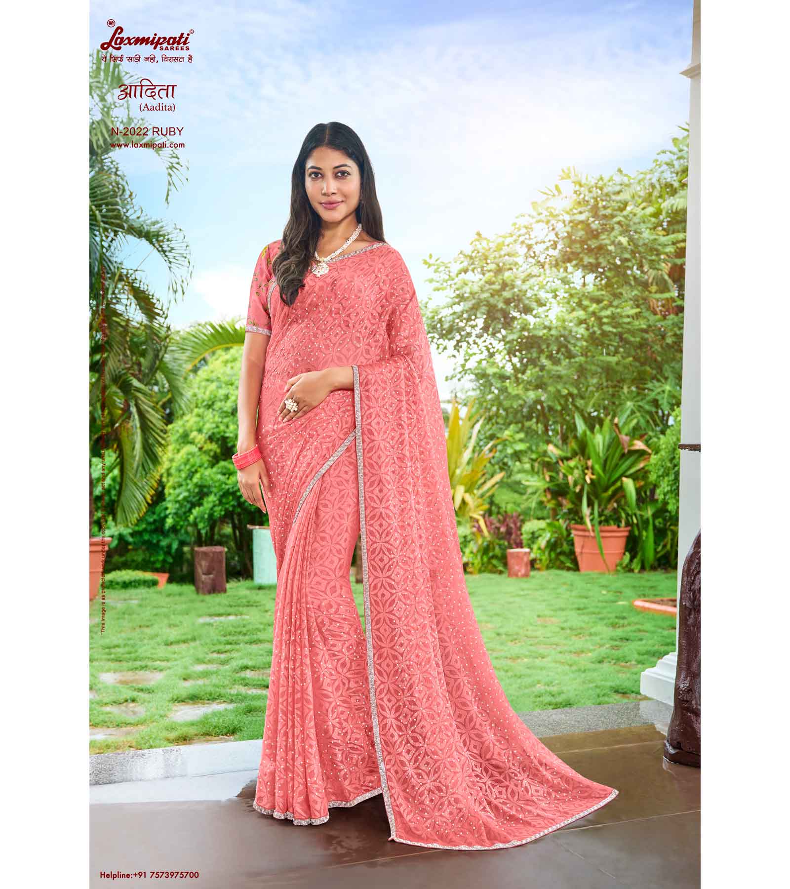 Laxmipati Adita N-2022 Chiffon Brasso Peach Saree