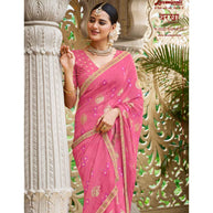 Laxmipati Barkha N-2025 Sparkle Chiffon Pink Saree