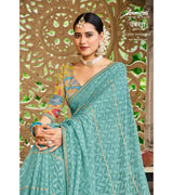 Laxmipati Barkha N-2026 Barsoo Turquoise Blue Saree