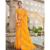 Laxmipati Barkha N-2027 Sharmili Chiffon Yellow Saree Zari Silk