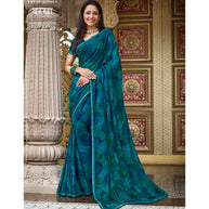 Laxmipati Barkha N-2030 Silk Chiffon Blue Saree Georgette