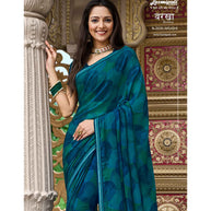Laxmipati Barkha N-2030 Silk Chiffon Blue Saree Georgette