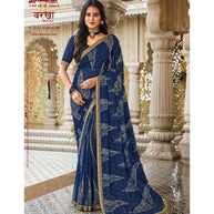 Laxmipati Barkha N-2033 Chiffon Navy Blue Saree
