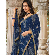 Laxmipati Barkha N-2033 Chiffon Navy Blue Saree