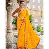 Laxmipati Barkha N-2035 Chiffon Yellow Saree