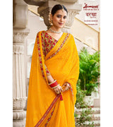 Laxmipati Barkha N-2035 Chiffon Yellow Saree