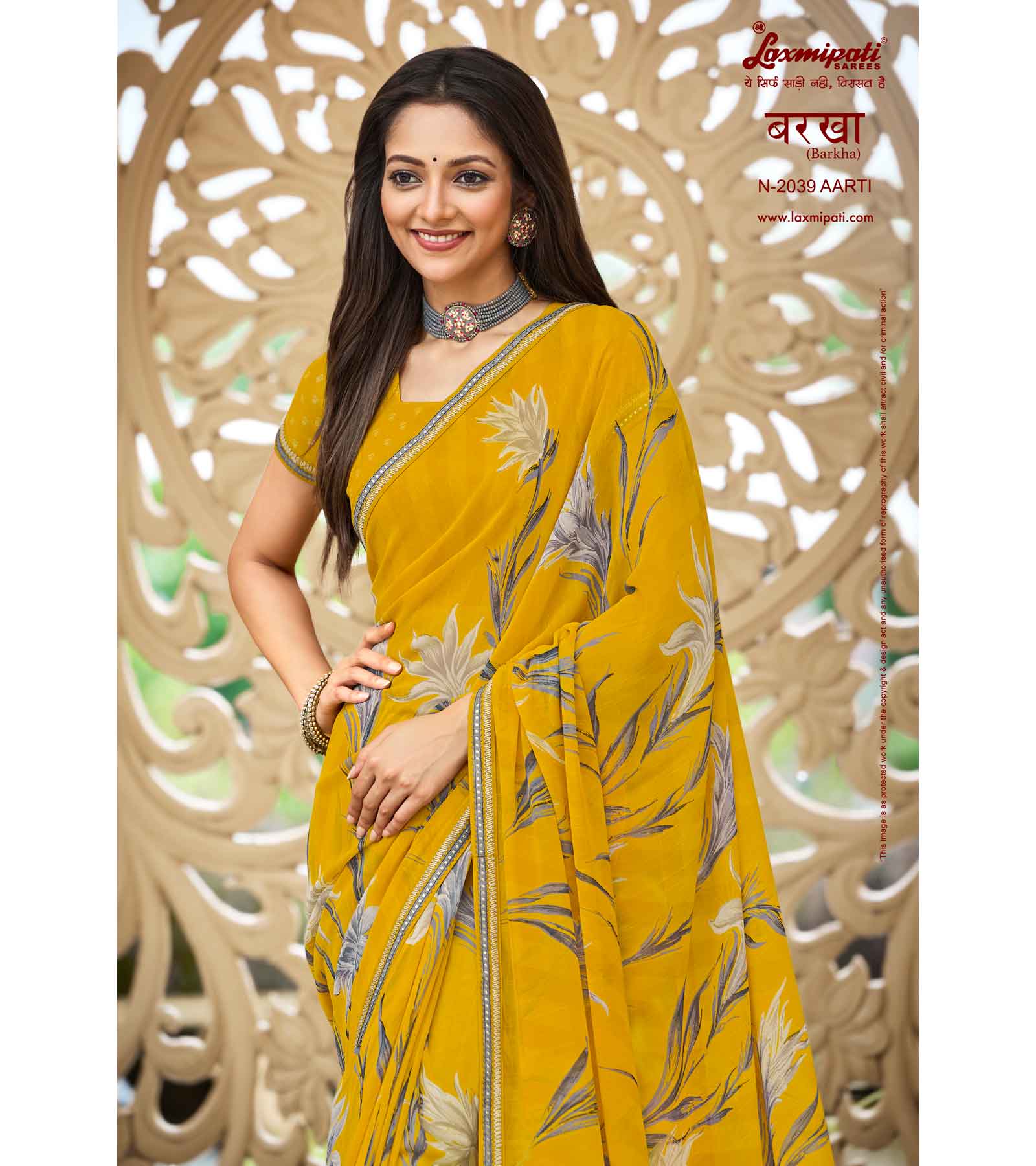 Laxmipati Barkha N-2039 Georgette Turmeric Color Saree