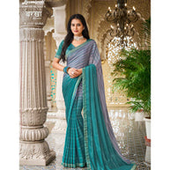 Laxmipati Barkha N-2040 Satin Chiffon Teal Blue Saree