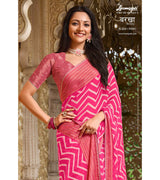 Laxmipati Barkha N-2041 Chffon With Viscose Patta Pink Saree