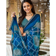 Laxmipati Barkha N-2045 Sparkle Chiffon Blue Saree
