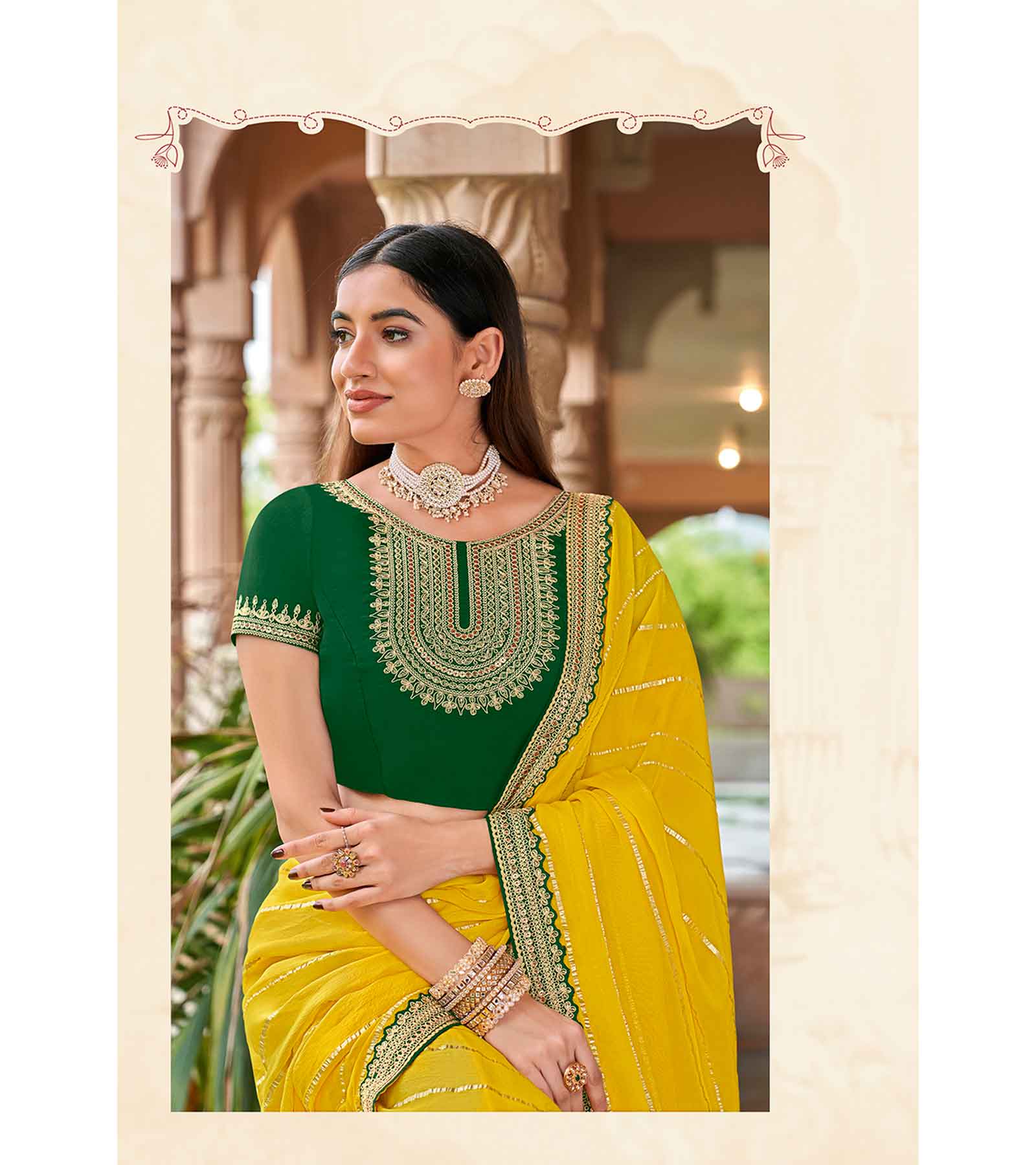 Laxmipati Apsara N-2061 Tissue Zari Yellow Saree