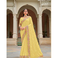 Laxmipati Apsara N-2063 Chiffon Yellow Saree