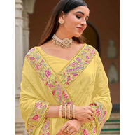 Laxmipati Apsara N-2063 Chiffon Yellow Saree