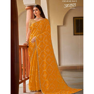 Laxmipati Apsara N-2064 Zari Chiffon Mustard Saree