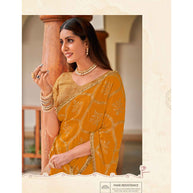 Laxmipati Apsara N-2064 Zari Chiffon Mustard Saree