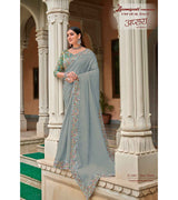 Laxmipati Apsara N-2065 Zari Chiffon Grey Saree