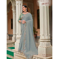 Laxmipati Apsara N-2065 Zari Chiffon Grey Saree