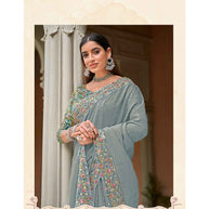 Laxmipati Apsara N-2065 Zari Chiffon Grey Saree