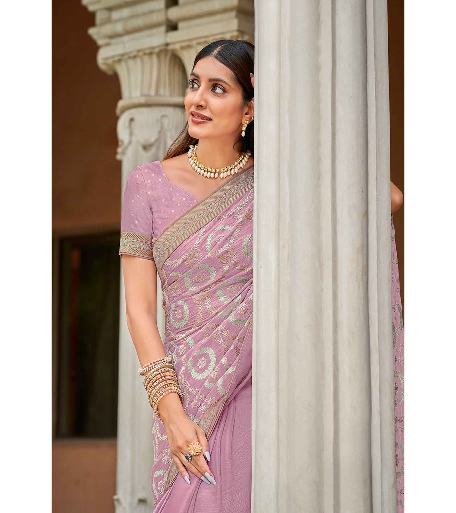 Laxmipati Apsara N-2069 Chiffon Magenta Saree