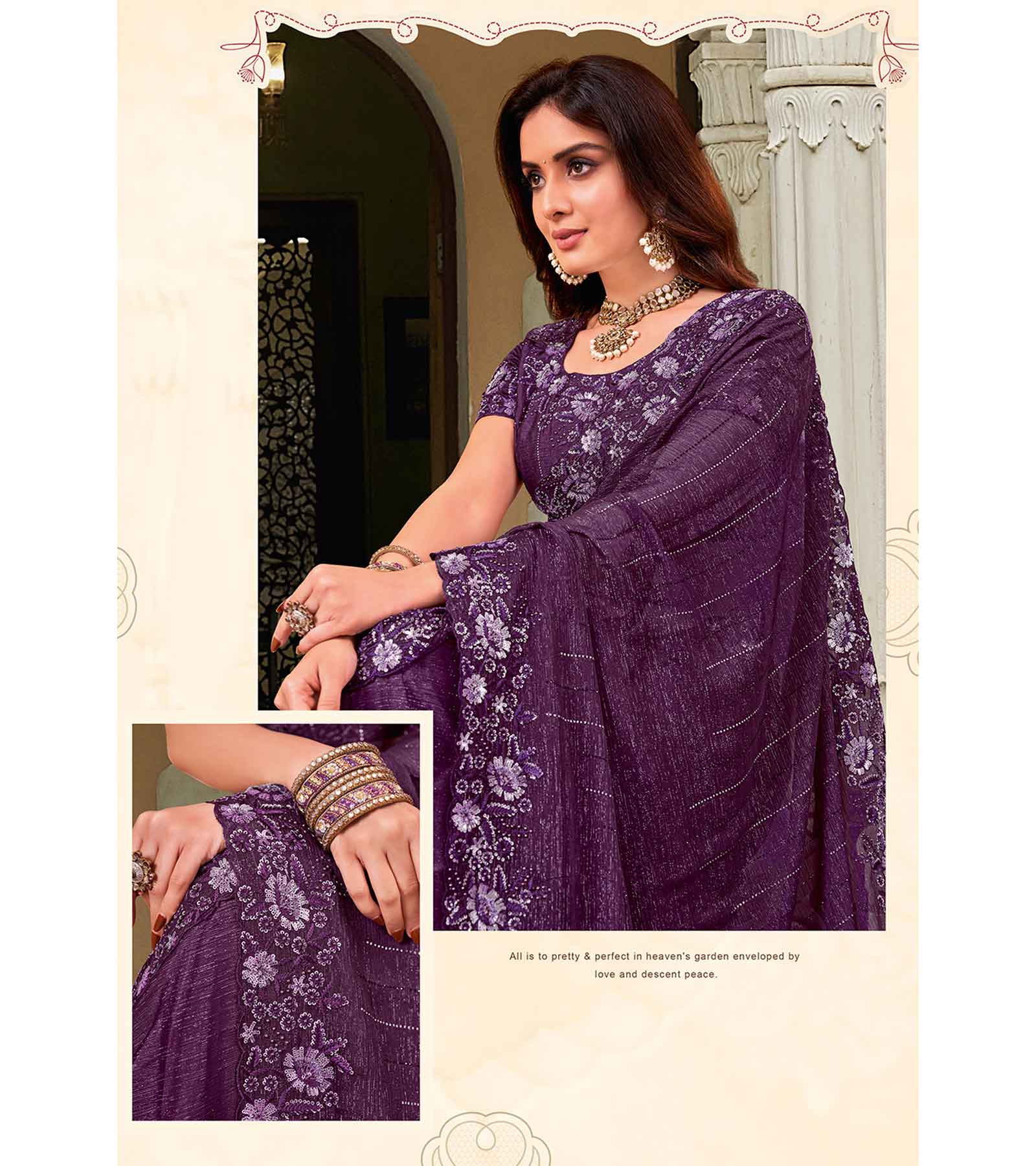 Laxmipati Apsara N-2071 Chiffon Violet Saree