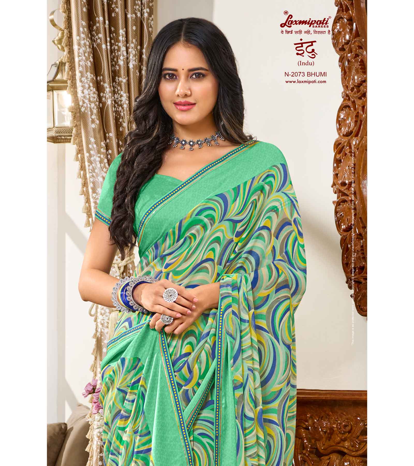 Laxmipati Indu N-2073 Georgette Multicolor Saree