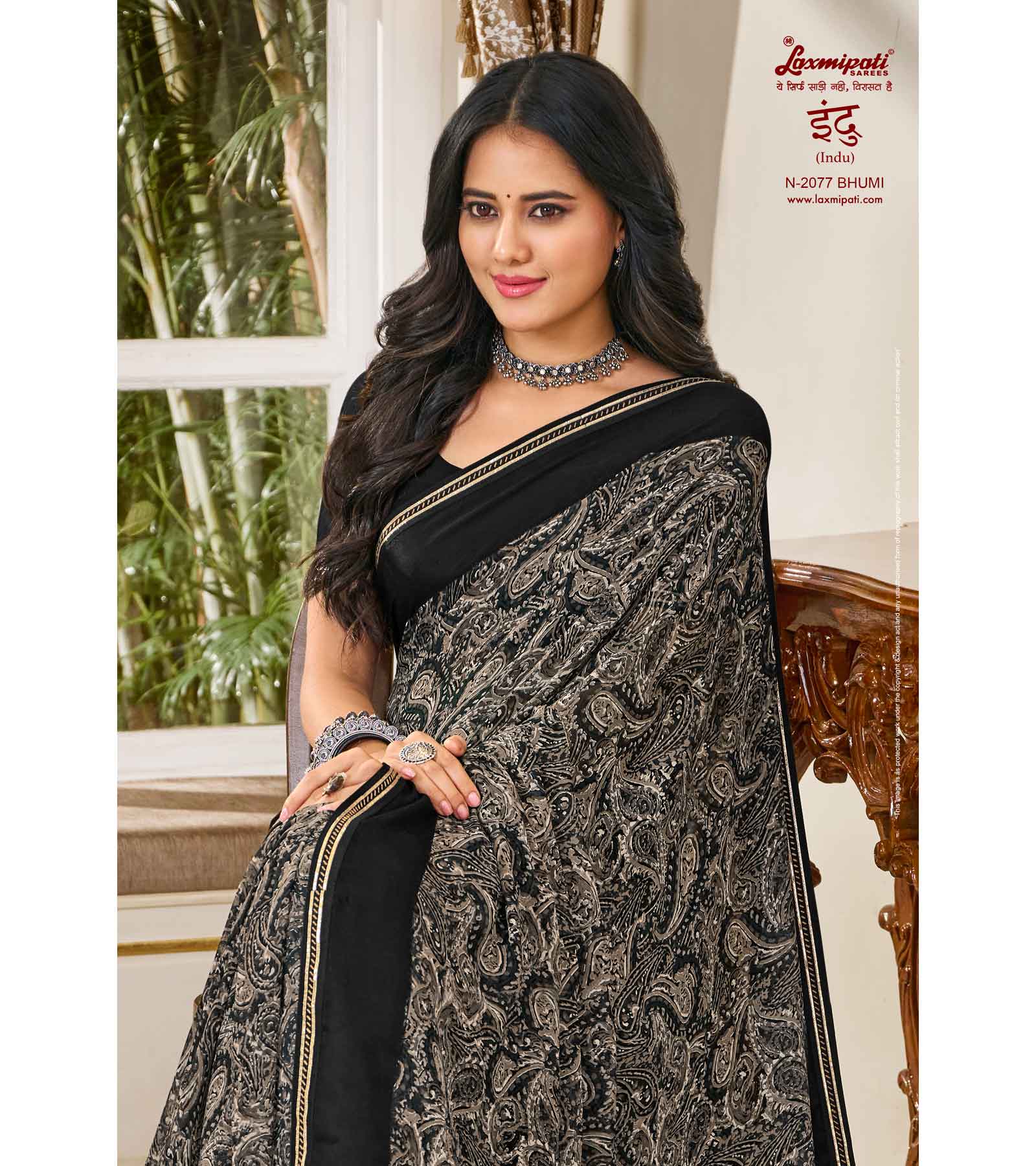 Laxmipati Indu N-2077 Georgette Black Saree