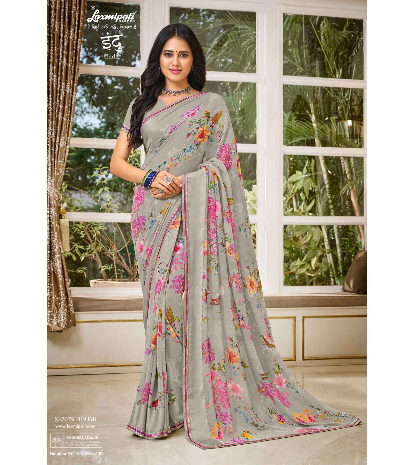 Laxmipati Indu N-2079 Georgette Grey Saree