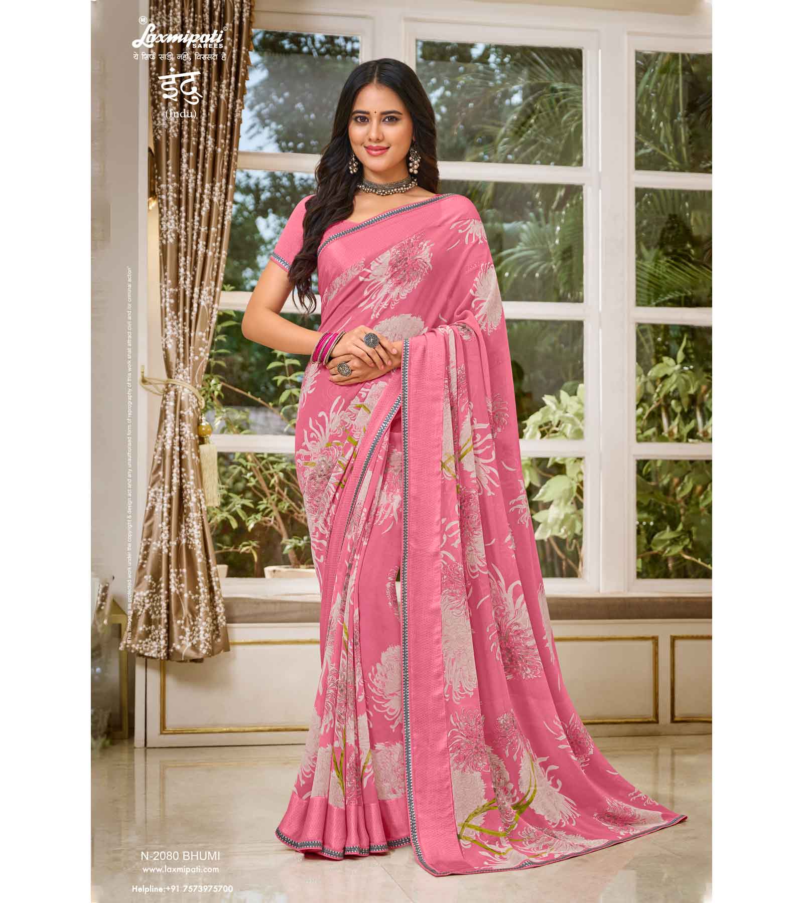 Laxmipati Indu N-2080 Georgette Pink Saree