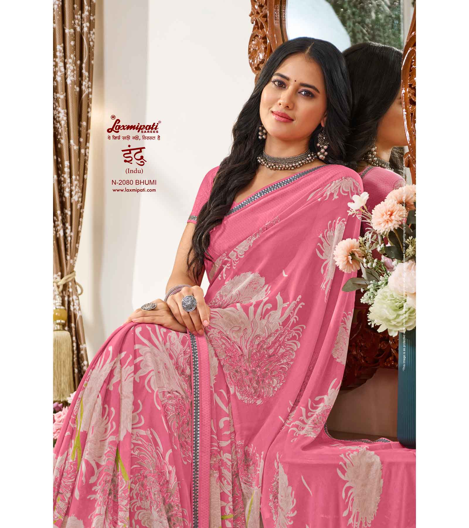 Laxmipati Indu N-2080 Georgette Pink Saree