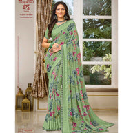 Laxmipati Indu N-2081 Georgette Green Saree