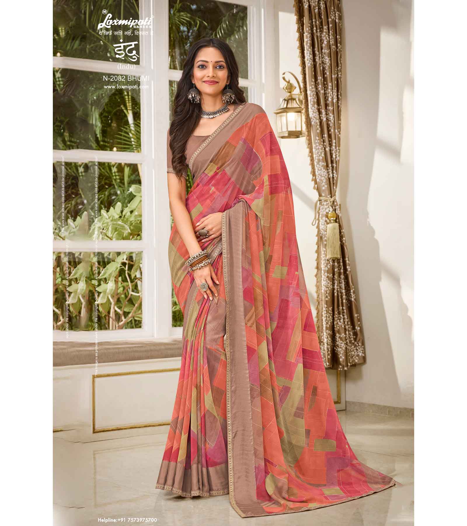 Laxmipati Indu N-2082 Georgette Multicolor Saree