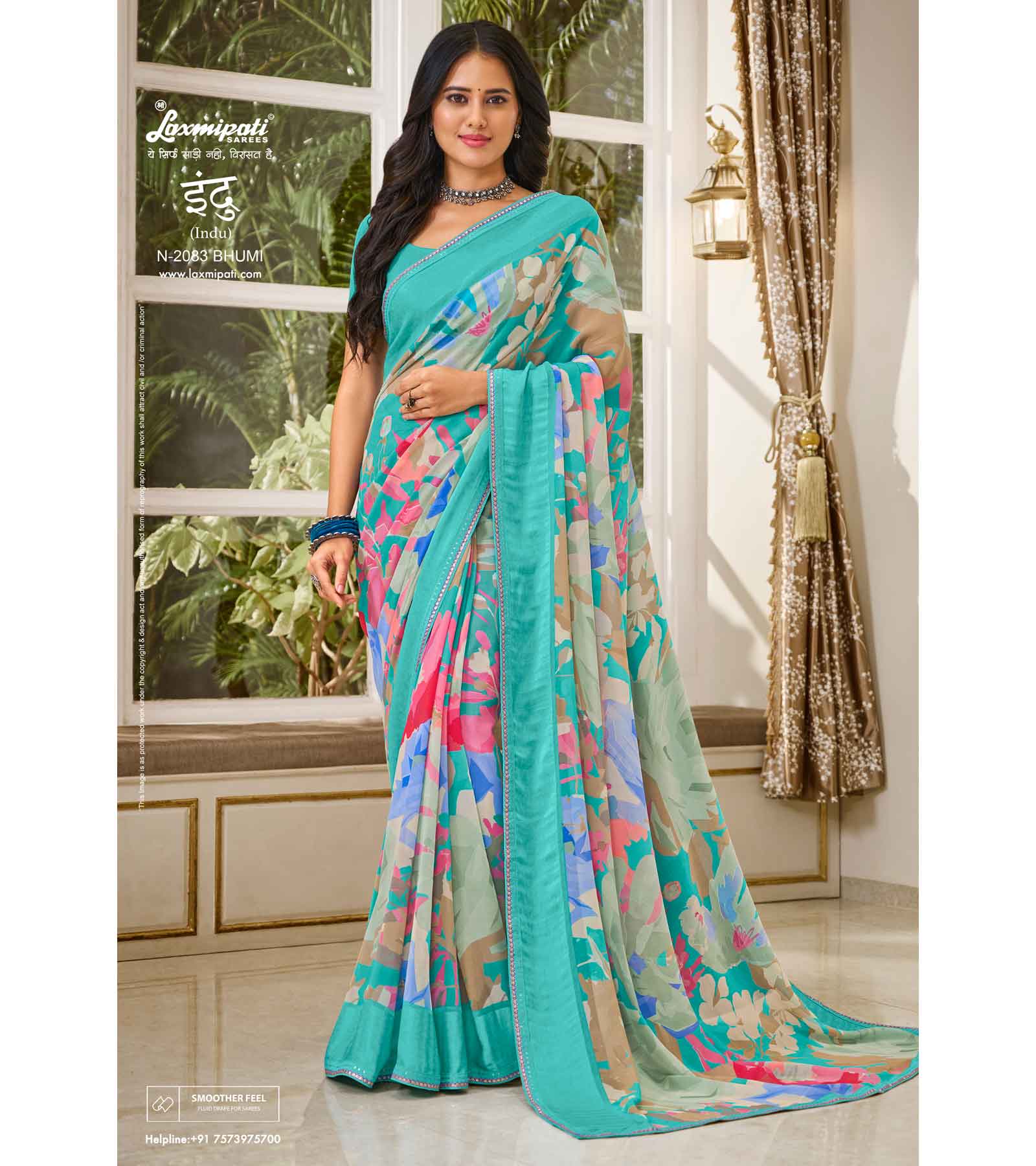 Laxmipati Indu N-2083 Georgette Blue Saree