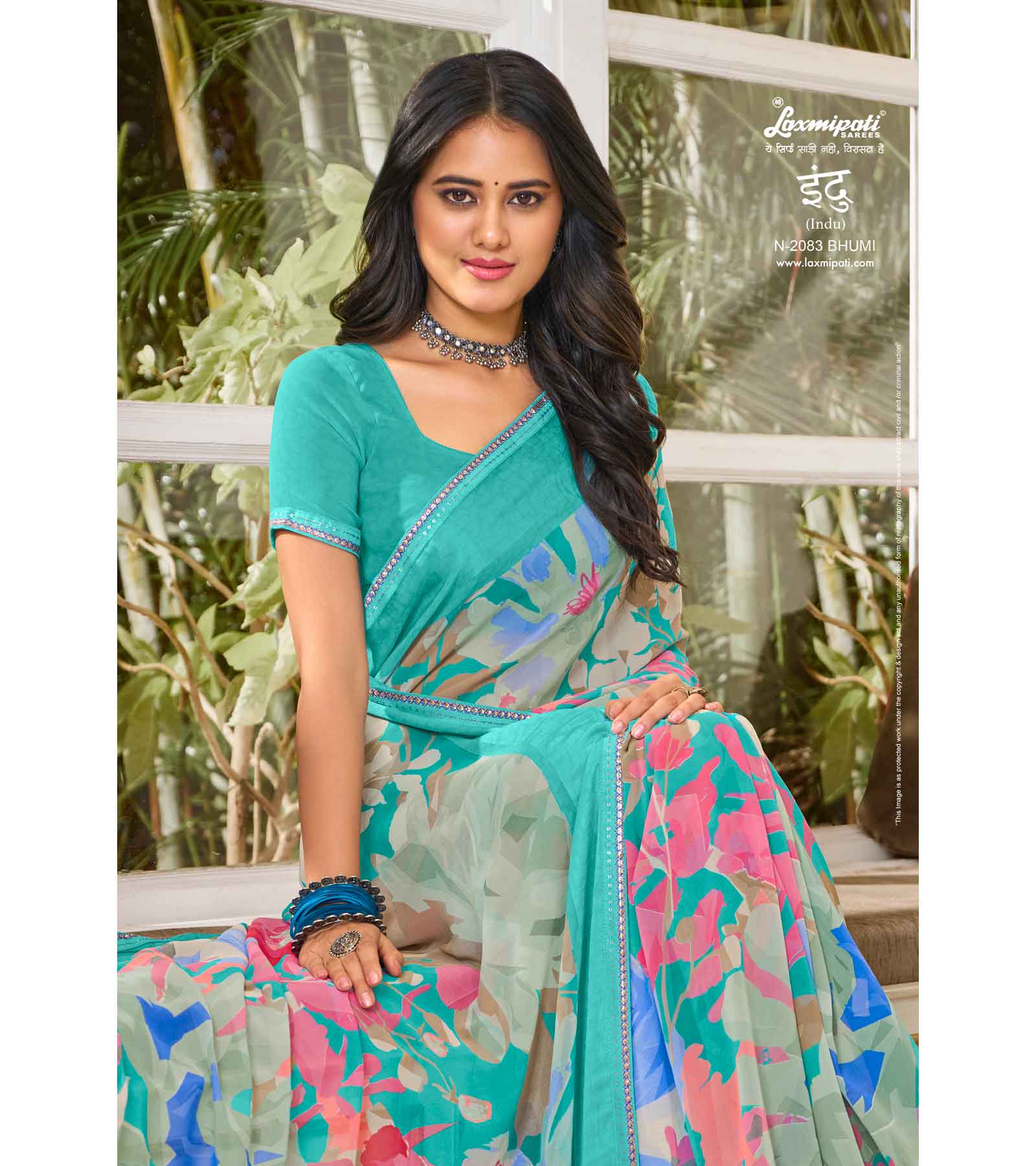 Laxmipati Indu N-2083 Georgette Blue Saree