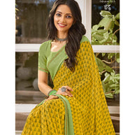 Laxmipati Indu N-2084 Georgette Yellow Saree