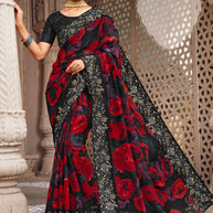 Laxmipati Mastani N-2085 Chiffon Black Saree