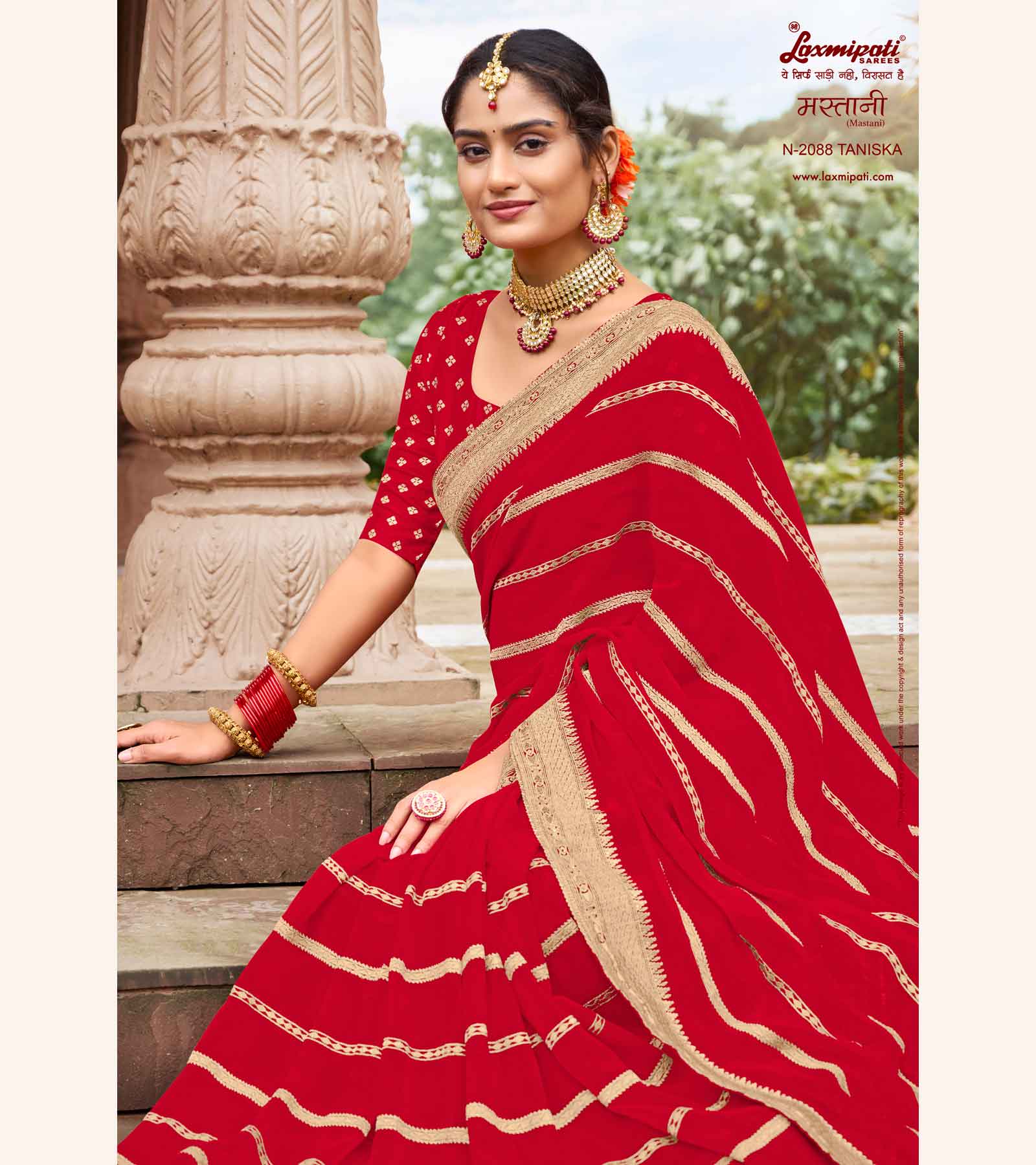 Laxmipati Mastani N-2088 Georgette Red Saree