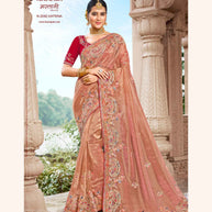 Laxmipati Mastani N-2092 Organza Peach Saree