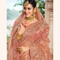 Laxmipati Mastani N-2092 Organza Peach Saree