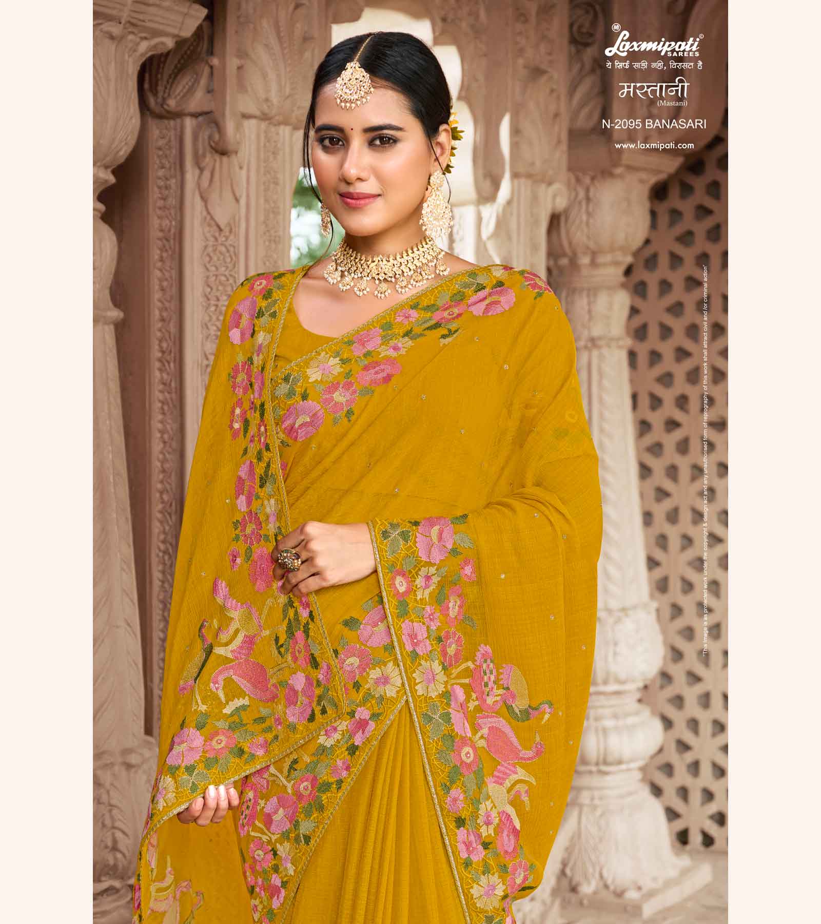 Laxmipati Mastani N-2095 Chiffon Mustard Saree